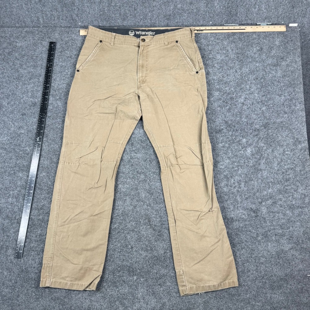 Wrangler Pants Mens Size 36x34 Tan Outdoor Series Utility Cotton Straight Leg